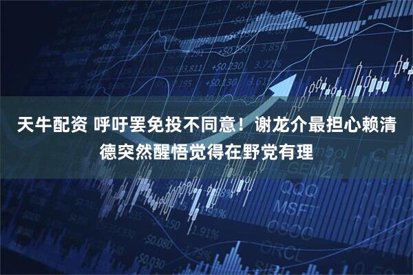 天牛配资 呼吁罢免投不同意！谢龙介最担心赖清德突然醒悟觉得在野党有理